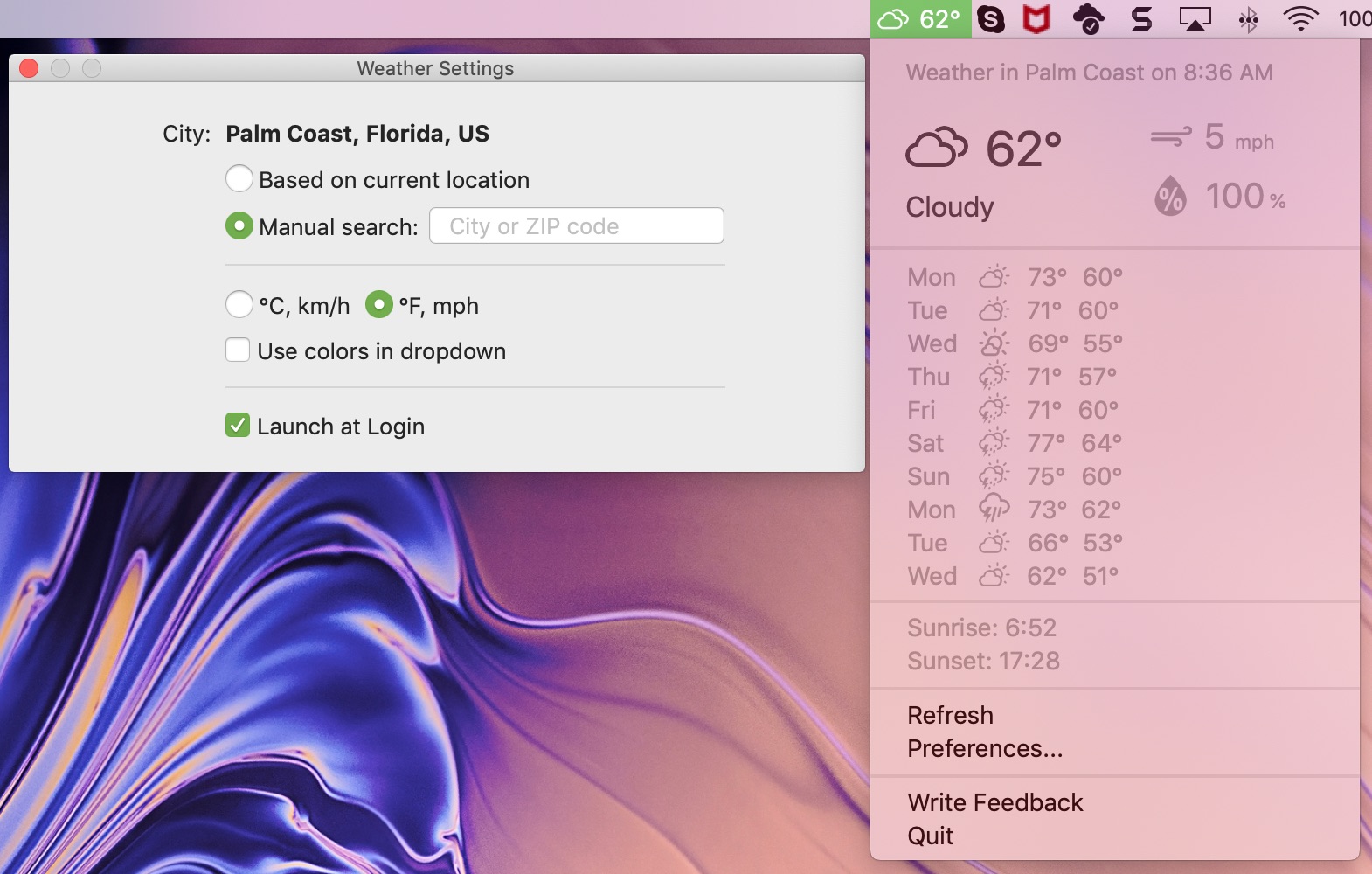 Calculator And Weather App On Left Side Screen On Mac